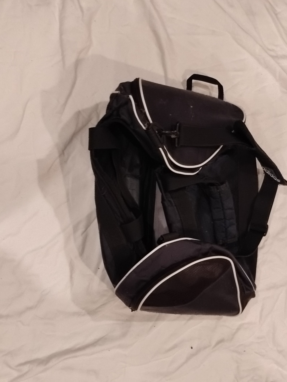 adidas Black Duffel Bag with White Trim